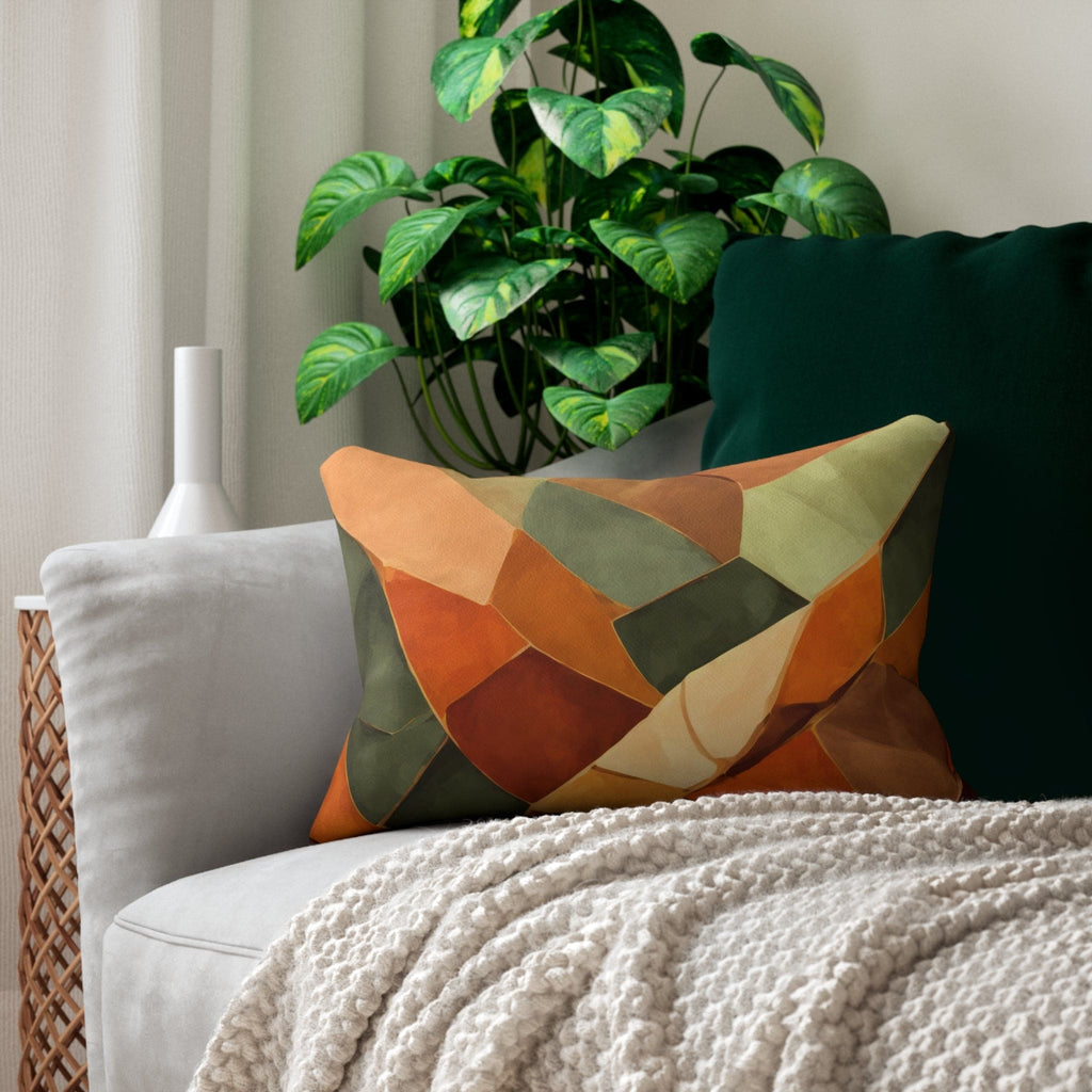 Decorative Lumbar Throw Pillow - Rustic Red Abstract Pattern