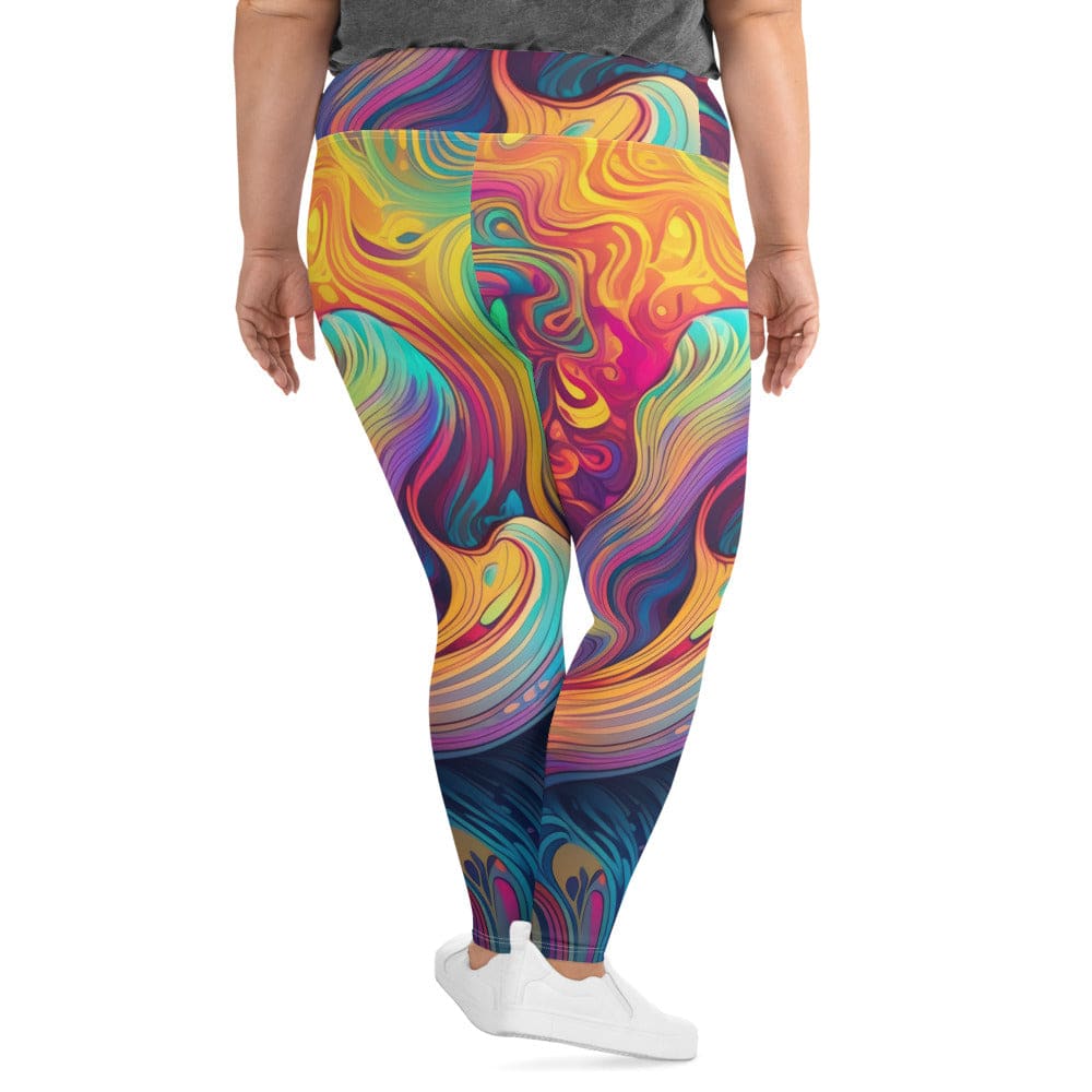 Womens Plus Size Fitness Leggings - Vibrant Psychedelic Kaleidoscope