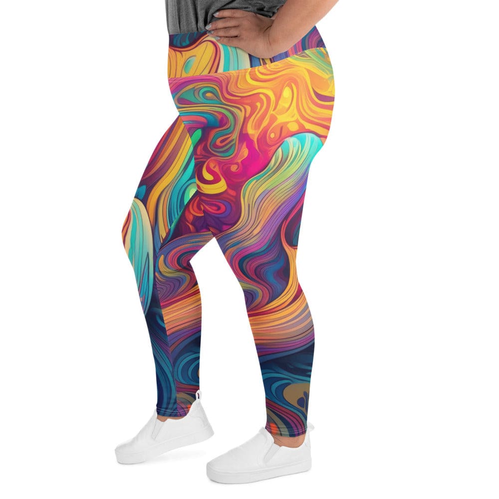 Womens Plus Size Fitness Leggings - Vibrant Psychedelic Kaleidoscope