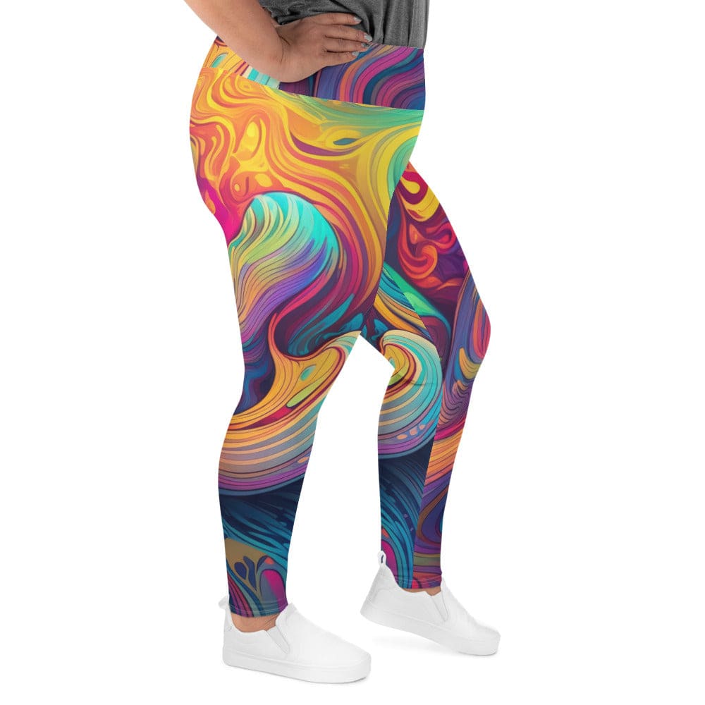 Womens Plus Size Fitness Leggings - Vibrant Psychedelic Kaleidoscope